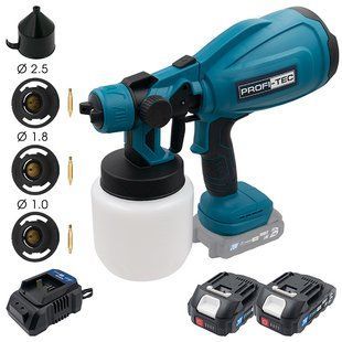 Акумуляторний фарбопульт PROFI-TEC PSG80020 POWERLine (2&times;PT2020MP (2.0 Aг), зарядний пристрій) 006610 фото