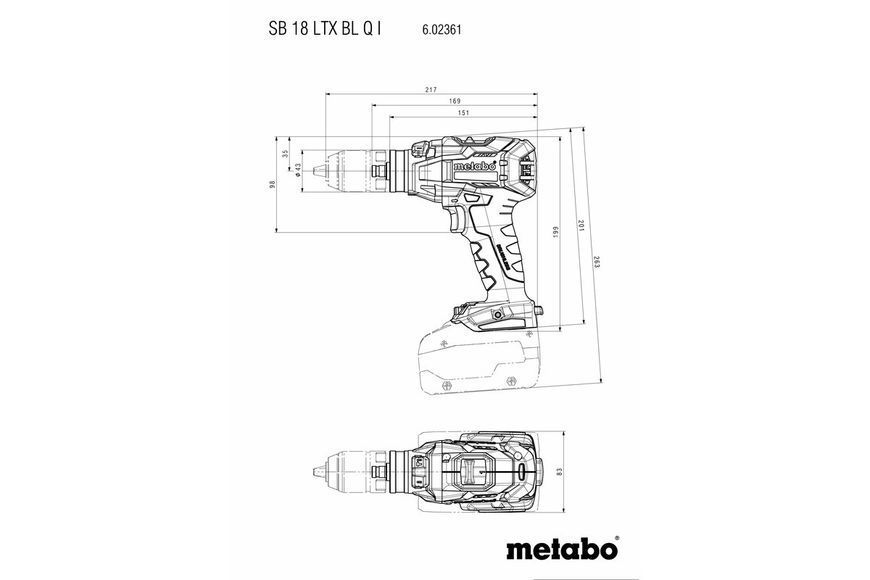 Дриль-шуруповерт акумуляторний безщітковий ударний METABO SB 18 LTX BL Q I 602361660 фото