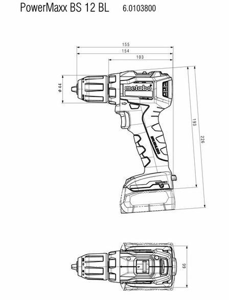 Акумуляторний шуруповерт Metabo PowerMaxx BS 12 BL (601038500) 601038500 фото