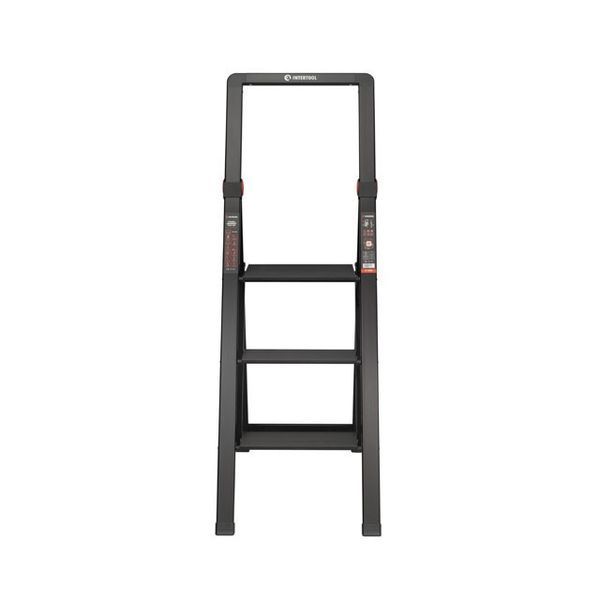 Стремянка алюминиевая "Black Slim", 3 ступени, высота верхней ступени 684мм, 150 кг, STORM INTERTOOL LT-5003 LT-5003 фото