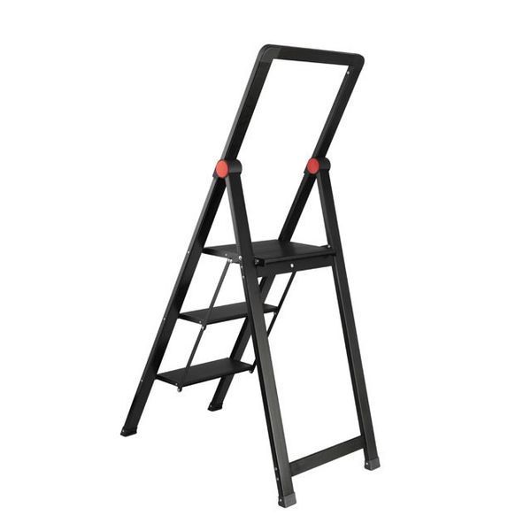 Стремянка алюминиевая "Black Slim", 3 ступени, высота верхней ступени 684мм, 150 кг, STORM INTERTOOL LT-5003 LT-5003 фото