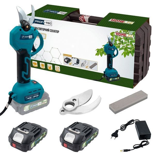 Аккумуляторный секатор PROFI-TEC HES20BL HomeLine (2&times;PT2020HL (2.0 Ач), ЗУ) 006307 фото