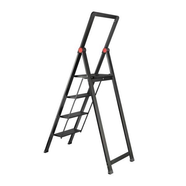 Стремянка алюминиевая "Black Slim", 4 ступени, высота верхней ступени 912 мм, 150 кг, STORM INTERTOOL LT-5004 LT-5004 фото