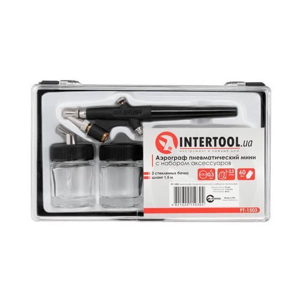 Аерограф міні з набором аксесуарів INTERTOOL PT-1503 PT-1503 фото