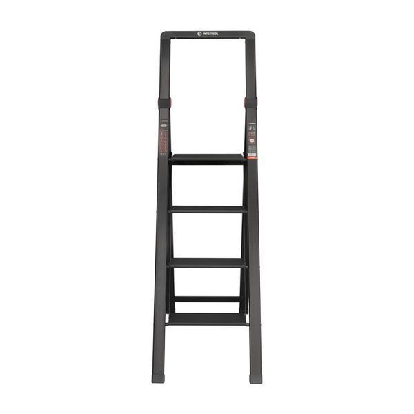 Стремянка алюминиевая "Black Slim", 4 ступени, высота верхней ступени 912 мм, 150 кг, STORM INTERTOOL LT-5004 LT-5004 фото