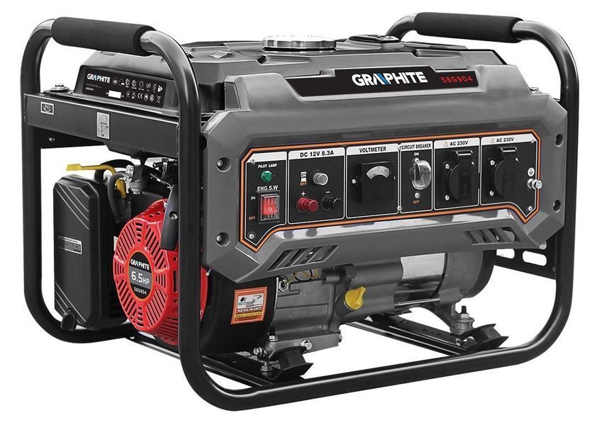 Генератор бензиновый GRAPHITE 58G904 (230В, 2/2.2кВт, ручной стартер) 58G904 фото