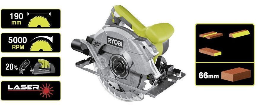 Пила дискова Ryobi RCS1600-PG 5133002780 фото