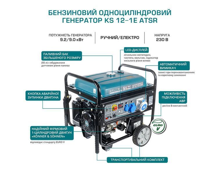 Бензиновий генератор Konner&Sohnen KS 12-1E ATSR 000002723 фото