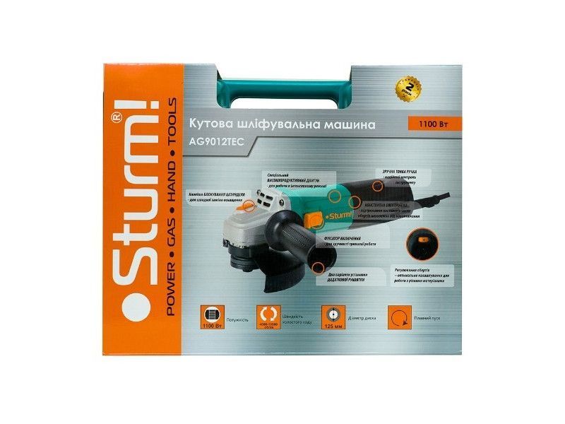 Угловая шлифовальная машина Sturm AG9012TEC + Кейс AG9012TEC фото