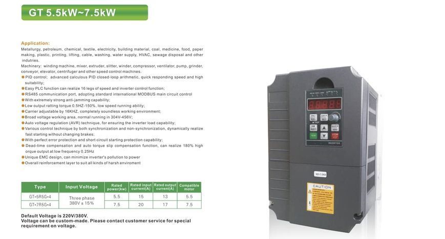 Інвертор HY GT-5R5G-2 5.5 кВт (220V) 230124 фото