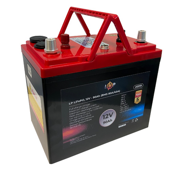 Аккумулятор LogicPower LiFePO4 универсальный с зарядным устройством 12V (12,8V) - 90 Ah (1152Wh) (BMS 80A/40А) пластик 20919 фото