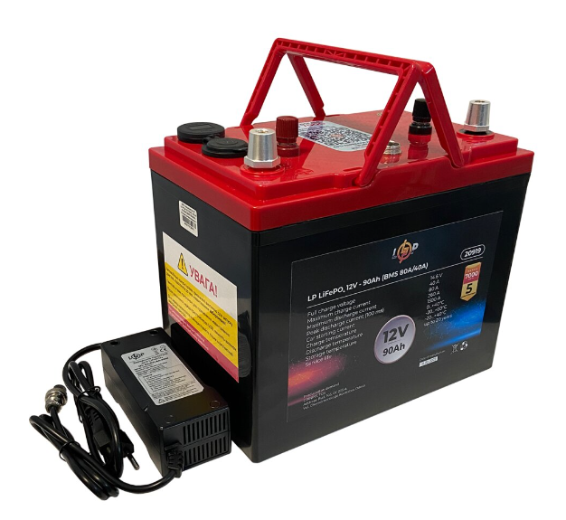 Аккумулятор LogicPower LiFePO4 универсальный с зарядным устройством 12V (12,8V) - 90 Ah (1152Wh) (BMS 80A/40А) пластик 20919 фото