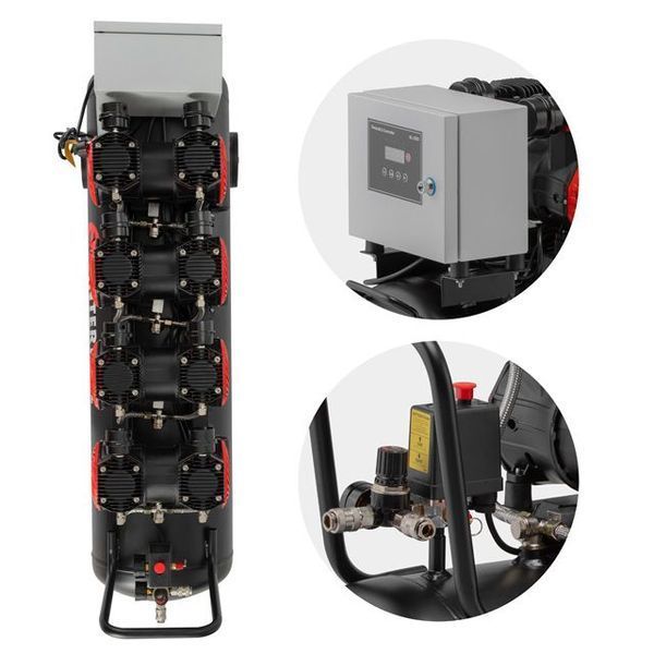 Компрессор безмасляный INTERTOOL PT-0042 (100 л, 4х1.5 кВт, 220 В, 8 атм, 1000 л/мин) PT-0042 фото