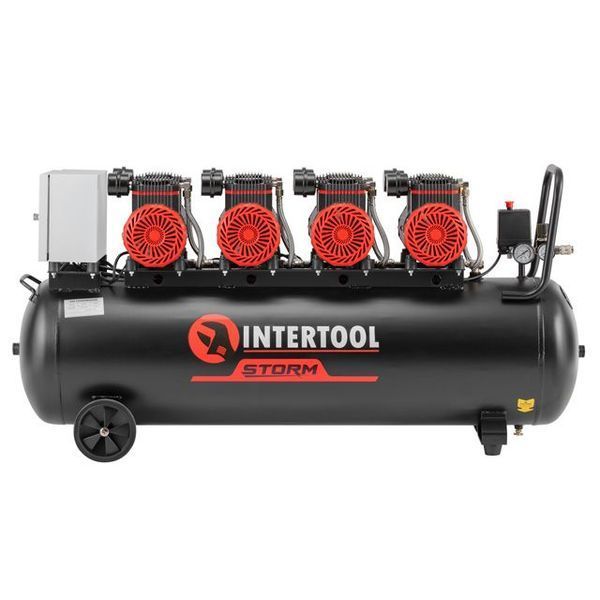 Компрессор безмасляный INTERTOOL PT-0042 (100 л, 4х1.5 кВт, 220 В, 8 атм, 1000 л/мин) PT-0042 фото