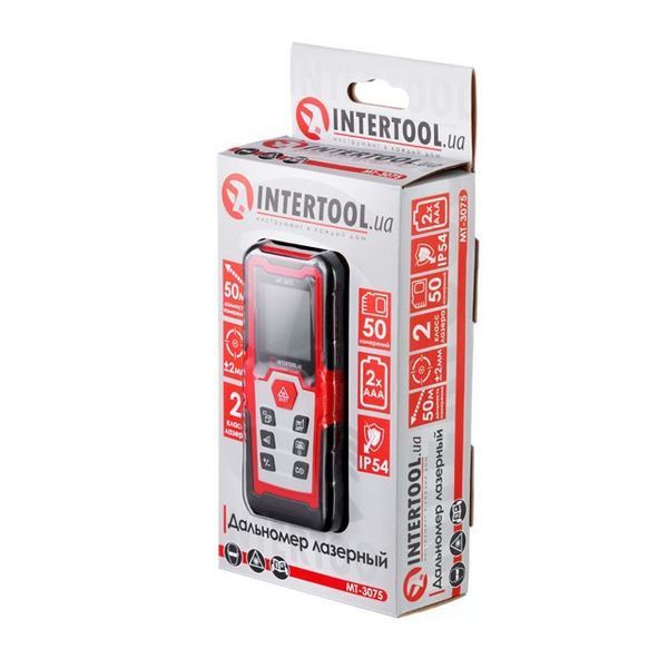 Дальномер лазерный 50м, откидная ножка INTERTOOL MT-3075 MT-3075 фото