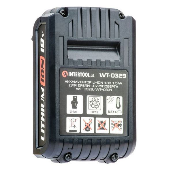 Аккумулятор Li-Ion INTERTOOL WT-0329 (18В, 1,5 Ач) WT-0329 фото