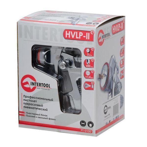 Пневматичний професійний фарборозпилювач HVLP II INTERTOOL PT-0100 PT-0100 фото