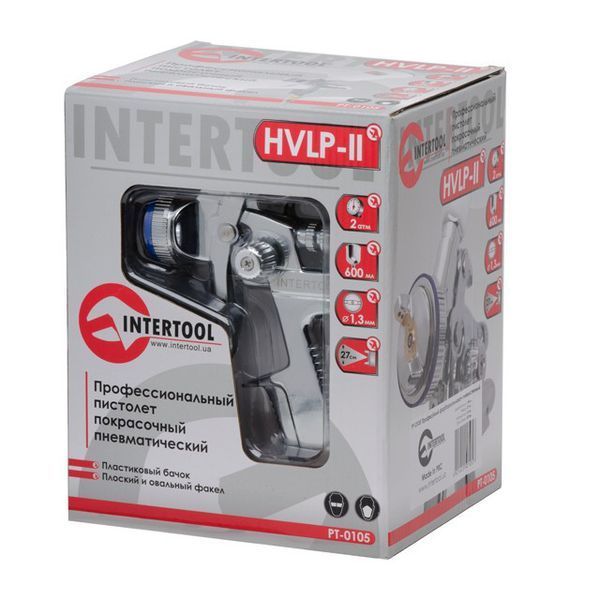 Краскораспылитель пневматический профессиональный HVLP II INTERTOOL PT-0105 PT-0105 фото